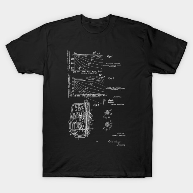 Control Mechanism for Adjusting the Fuel Engine Vintage Patent Hand Drawing T-Shirt by TheYoungDesigns